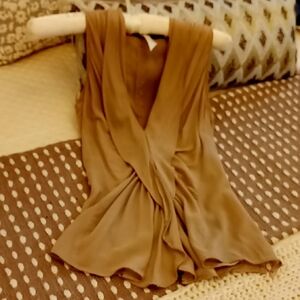 Authentic L.A.M.B. Silk Tan/Taupe Sleeveless Blouse